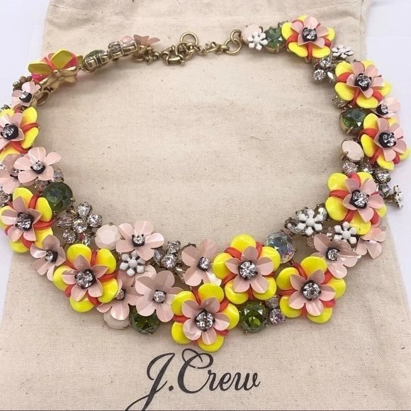 J. Crew Fun Floral Yellow & Pink Flower Necklace - Picture 5 of 7